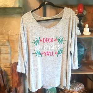 Magical Season Deck The Halls Ya'll Sweater Size 2X Like New